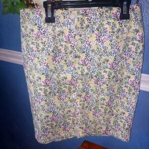 J. Jill Blue and Pink Floral Mini Pencil Skirt